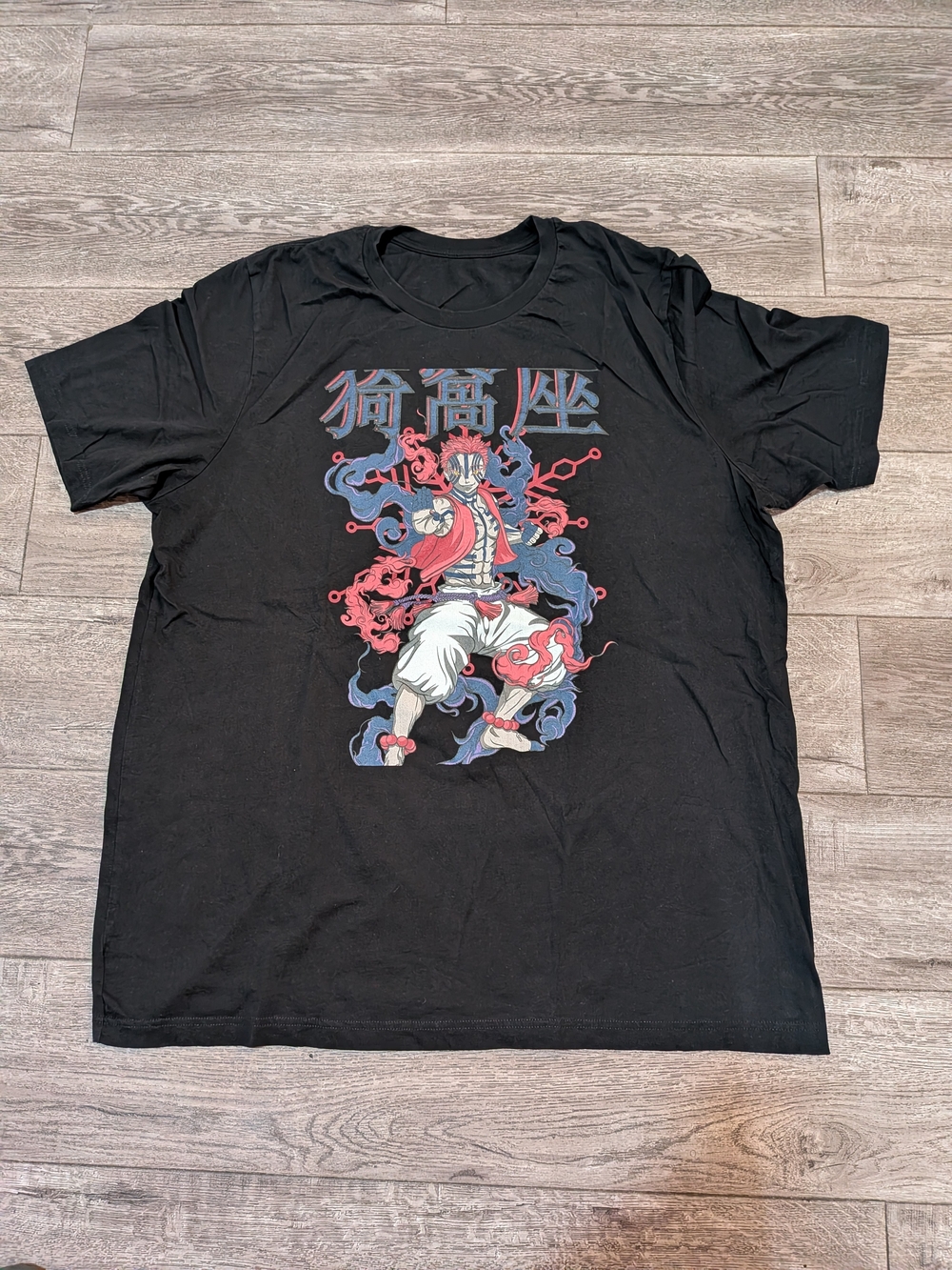Men's Black Anime Graphic Print Crew Neck Short Sleeve T-Shirt Big & Tall 3XL